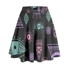 Vintage-seamless-pattern-with-tribal-art-african-style-drawing High Waist Skirt by Salman4z