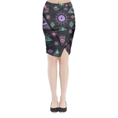 Vintage-seamless-pattern-with-tribal-art-african-style-drawing Midi Wrap Pencil Skirt by Salman4z