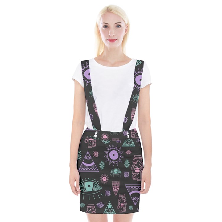 Vintage-seamless-pattern-with-tribal-art-african-style-drawing Braces Suspender Skirt