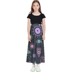 Vintage-seamless-pattern-with-tribal-art-african-style-drawing Kids  Flared Maxi Skirt by Salman4z