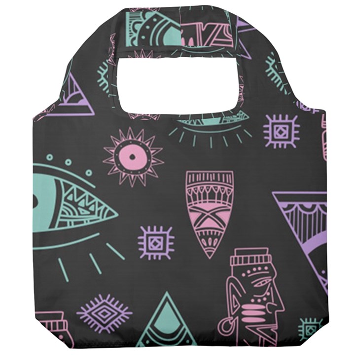 Vintage-seamless-pattern-with-tribal-art-african-style-drawing Foldable Grocery Recycle Bag