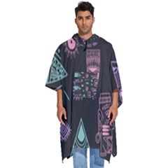 Vintage-seamless-pattern-with-tribal-art-african-style-drawing Men s Hooded Rain Ponchos by Salman4z