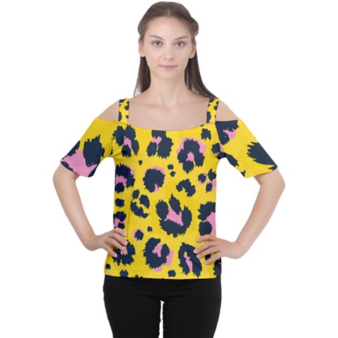 Leopard-print-seamless-pattern Cutout Shoulder Tee by Salman4z