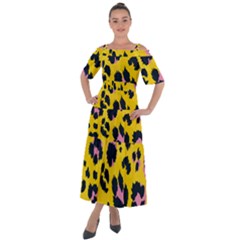 Leopard-print-seamless-pattern Shoulder Straps Boho Maxi Dress  by Salman4z