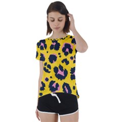 Leopard-print-seamless-pattern Short Sleeve Open Back Tee by Salman4z