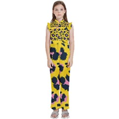 Leopard-print-seamless-pattern Kids  Sleeveless Ruffle Edge Band Collar Chiffon One Piece by Salman4z