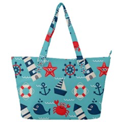 Seamless-pattern-nautical-icons-cartoon-style Full Print Shoulder Bag by Salman4z