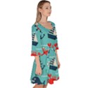 Seamless-pattern-nautical-icons-cartoon-style Velour Kimono Dress View3