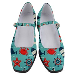 Seamless-pattern-nautical-icons-cartoon-style Women s Mary Jane Shoes by Salman4z