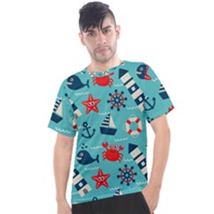 Seamless-pattern-nautical-icons-cartoon-style Men s Sport Top by Salman4z