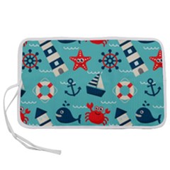 Seamless-pattern-nautical-icons-cartoon-style Pen Storage Case (l) by Salman4z