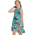 Seamless-pattern-nautical-icons-cartoon-style Kids  Frill Swing Dress View2