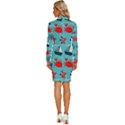 Seamless-pattern-nautical-icons-cartoon-style Long Sleeve Shirt Collar Bodycon Dress View4