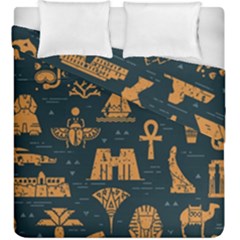 Dark-seamless-pattern-symbols-landmarks-signs-egypt Duvet Cover Double Side (king Size) by Salman4z