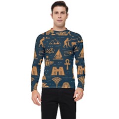 Dark-seamless-pattern-symbols-landmarks-signs-egypt Men s Long Sleeve Rash Guard by Salman4z