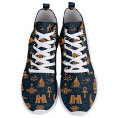 Dark-seamless-pattern-symbols-landmarks-signs-egypt Men s Lightweight High Top Sneakers by Salman4z