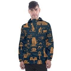 Dark-seamless-pattern-symbols-landmarks-signs-egypt Men s Front Pocket Pullover Windbreaker by Salman4z