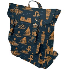 Dark-seamless-pattern-symbols-landmarks-signs-egypt Buckle Up Backpack by Salman4z