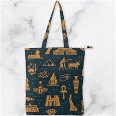 Dark-seamless-pattern-symbols-landmarks-signs-egypt Double Zip Up Tote Bag by Salman4z