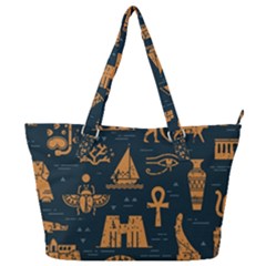 Dark-seamless-pattern-symbols-landmarks-signs-egypt Full Print Shoulder Bag by Salman4z