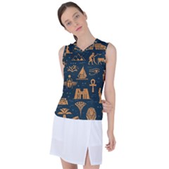 Dark-seamless-pattern-symbols-landmarks-signs-egypt Women s Sleeveless Sports Top by Salman4z