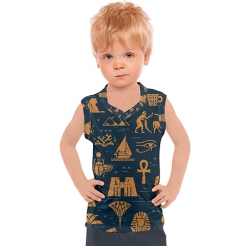 Dark-seamless-pattern-symbols-landmarks-signs-egypt Kids  Sport Tank Top by Salman4z