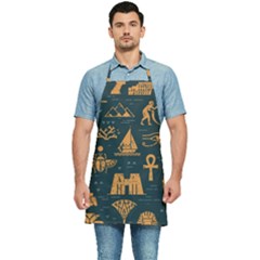 Dark-seamless-pattern-symbols-landmarks-signs-egypt Kitchen Apron by Salman4z