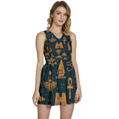 Dark-seamless-pattern-symbols-landmarks-signs-egypt Sleeveless High Waist Mini Dress by Salman4z