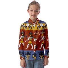 Ancient-egyptian-religion-seamless-pattern Kids  Long Sleeve Shirt by Salman4z