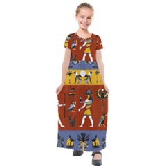 Ancient-egyptian-religion-seamless-pattern Kids  Short Sleeve Maxi Dress by Salman4z