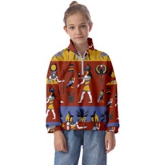 Ancient-egyptian-religion-seamless-pattern Kids  Half Zip Hoodie by Salman4z