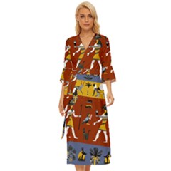 Ancient-egyptian-religion-seamless-pattern Midsummer Wrap Dress by Salman4z