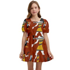 Ancient-egyptian-religion-seamless-pattern Kids  Short Sleeve Dolly Dress by Salman4z