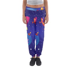 Cartoon-funny-aliens-with-ufo-duck-starry-sky-set Women s Jogger Sweatpants by Salman4z