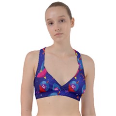 Cartoon-funny-aliens-with-ufo-duck-starry-sky-set Sweetheart Sports Bra by Salman4z