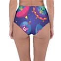 Cartoon-funny-aliens-with-ufo-duck-starry-sky-set Reversible High-Waist Bikini Bottoms View4