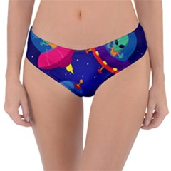 Cartoon-funny-aliens-with-ufo-duck-starry-sky-set Reversible Classic Bikini Bottoms by Salman4z