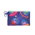 Cartoon-funny-aliens-with-ufo-duck-starry-sky-set Canvas Cosmetic Bag (Small) View1