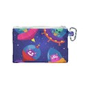 Cartoon-funny-aliens-with-ufo-duck-starry-sky-set Canvas Cosmetic Bag (Small) View2