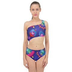 Cartoon-funny-aliens-with-ufo-duck-starry-sky-set Spliced Up Two Piece Swimsuit by Salman4z