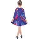 Cartoon-funny-aliens-with-ufo-duck-starry-sky-set Kids  Quarter Sleeve Shirt Dress View2