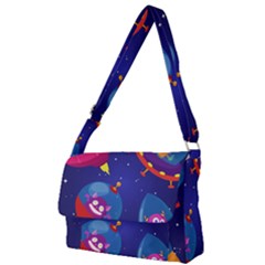 Cartoon-funny-aliens-with-ufo-duck-starry-sky-set Full Print Messenger Bag (l) by Salman4z