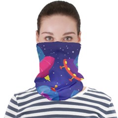 Cartoon-funny-aliens-with-ufo-duck-starry-sky-set Face Seamless Bandana (adult) by Salman4z