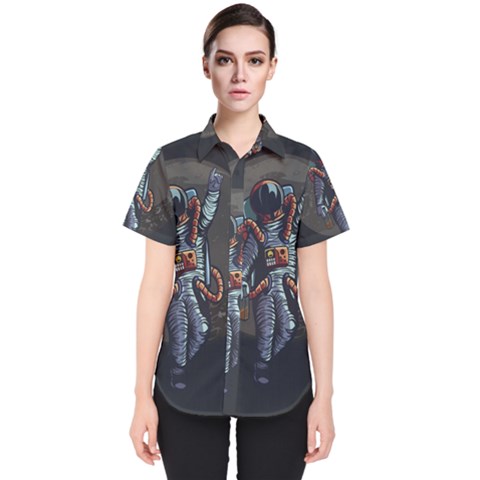 Illustration-drunk-astronaut Women s Short Sleeve Shirt by Salman4z