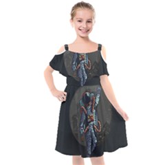 Illustration-drunk-astronaut Kids  Cut Out Shoulders Chiffon Dress by Salman4z