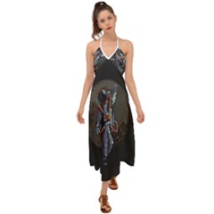 Illustration-drunk-astronaut Halter Tie Back Dress  by Salman4z