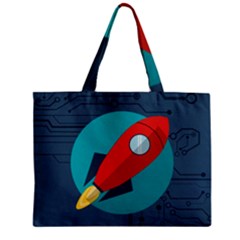 Rocket-with-science-related-icons-image Zipper Mini Tote Bag by Salman4z