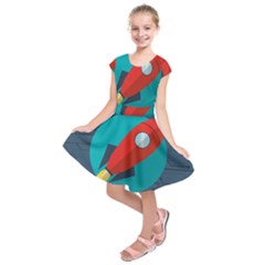 Rocket-with-science-related-icons-image Kids  Short Sleeve Dress by Salman4z