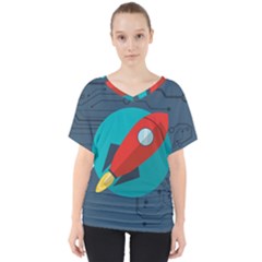 Rocket-with-science-related-icons-image V-neck Dolman Drape Top by Salman4z