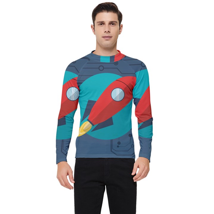 Rocket-with-science-related-icons-image Men s Long Sleeve Rash Guard